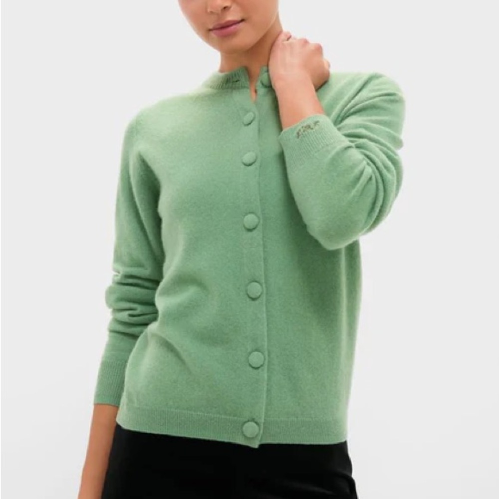 Tuckernuck Green Button-Front Cashmere Cardigan